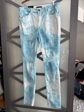 Light Blue Tie-Dye Distressed Jeans